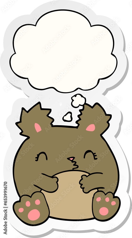 cartoon bear with thought bubble as a printed sticker cartoon bear with thought bubble as a printed sticker