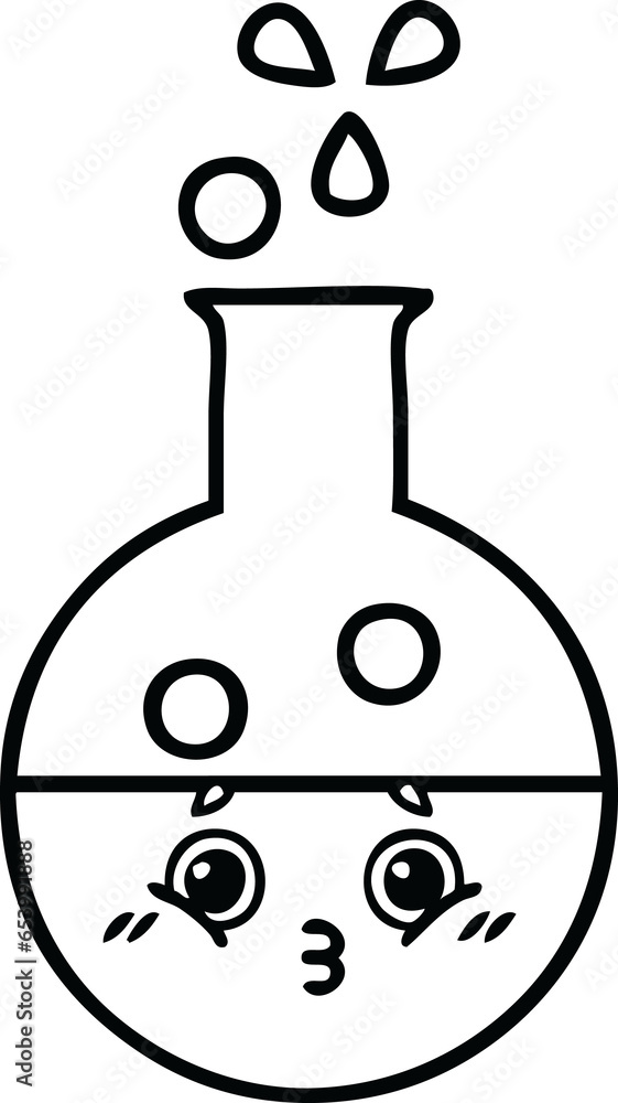 Obraz premium line drawing cartoon of a test tube