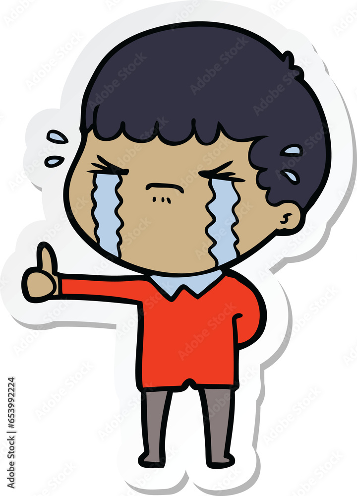 sticker of a cartoon man crying sticker of a cartoon man crying