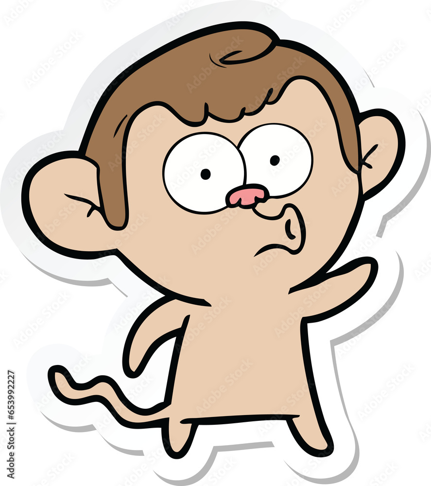 sticker of a cartoon hooting monkey sticker of a cartoon hooting monkey