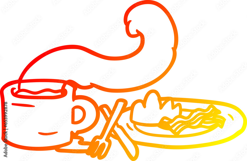 Obraz premium warm gradient line drawing of a breakfast of coffee and bacon