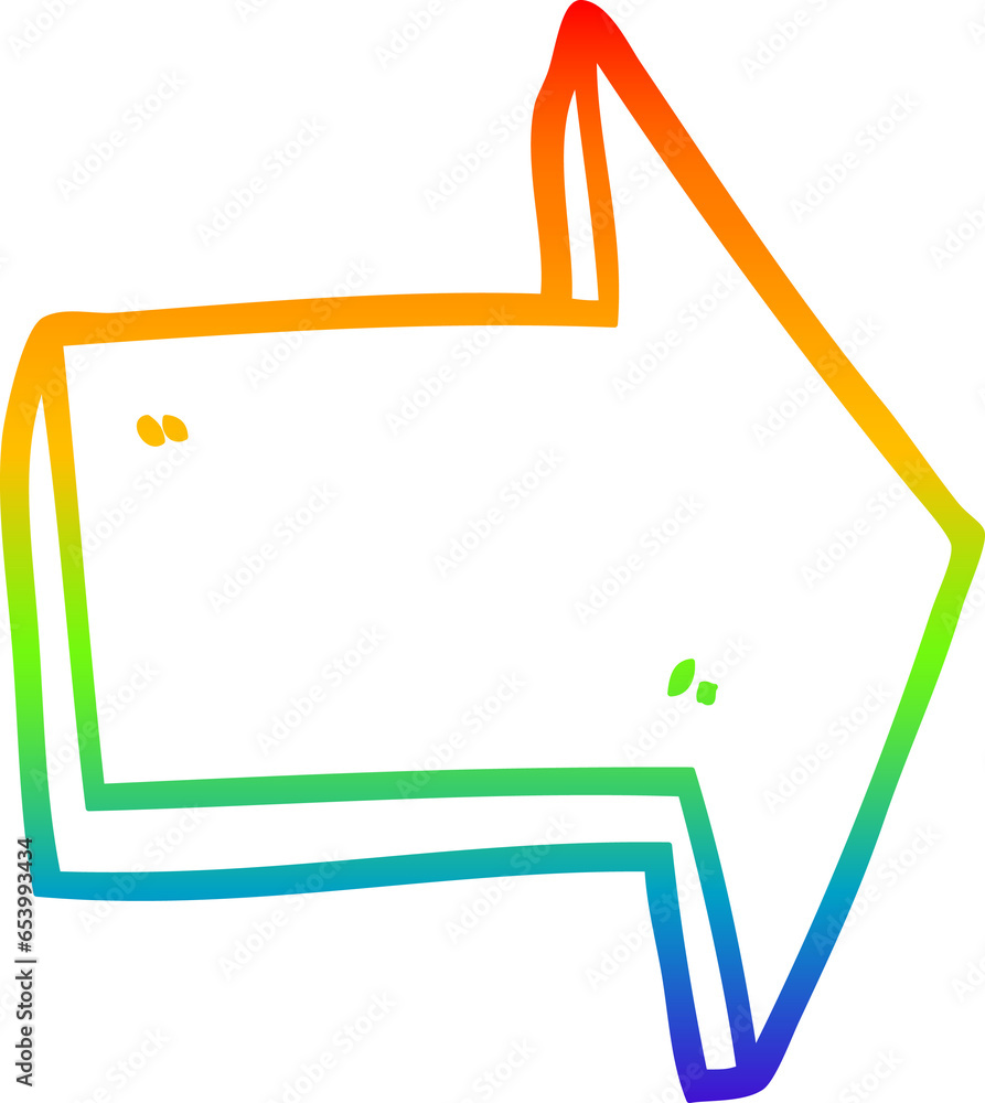 rainbow gradient line drawing of a cartoon pointing arrow rainbow gradient line drawing of a cartoon pointing arrow