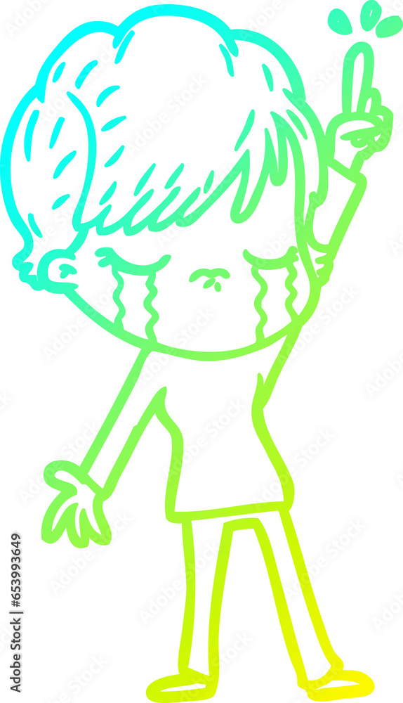 cold gradient line drawing of a cartoon woman crying cold gradient line drawing of a cartoon woman crying