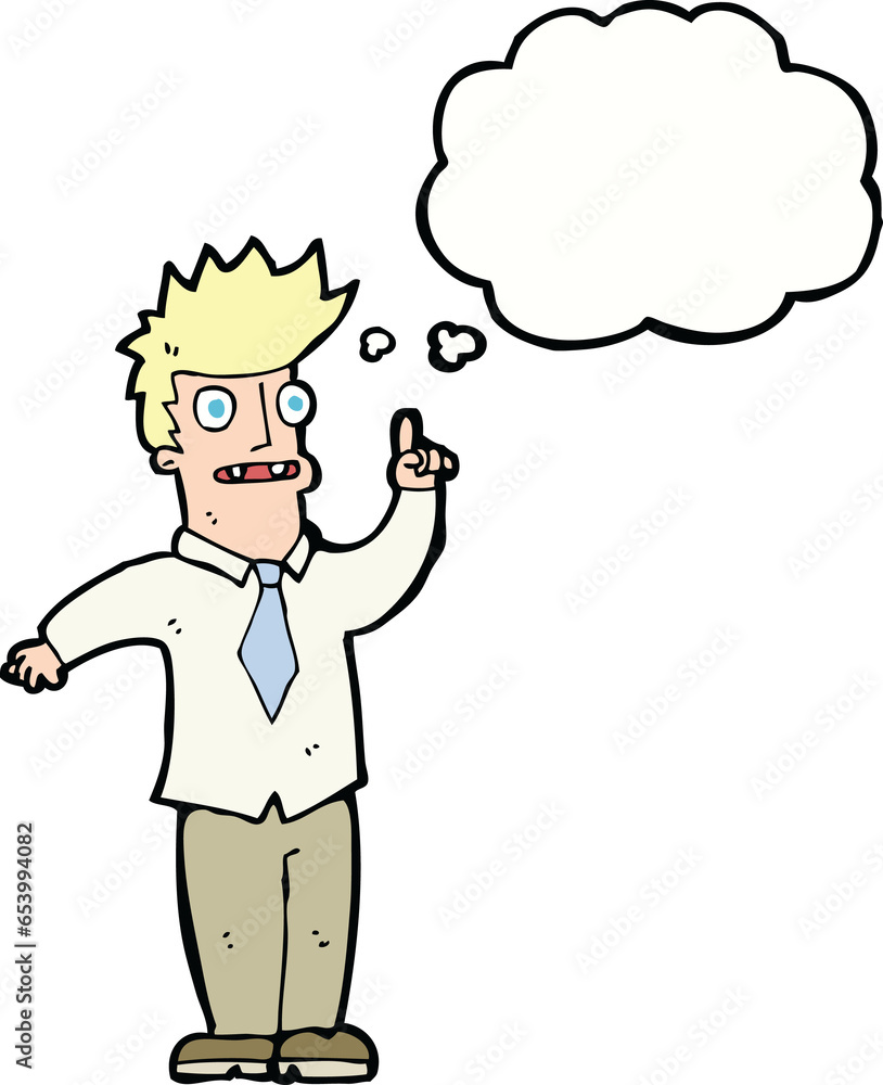 cartoon man with idea with thought bubble cartoon man with idea with thought bubble