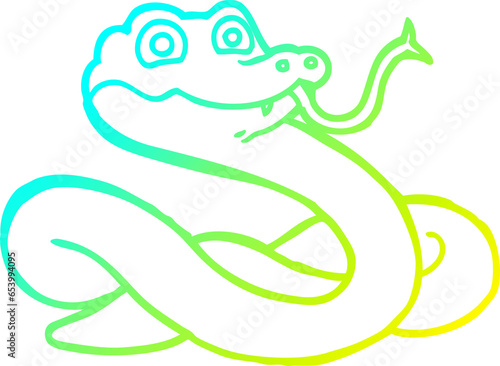 cold gradient line drawing of a cartoon snake