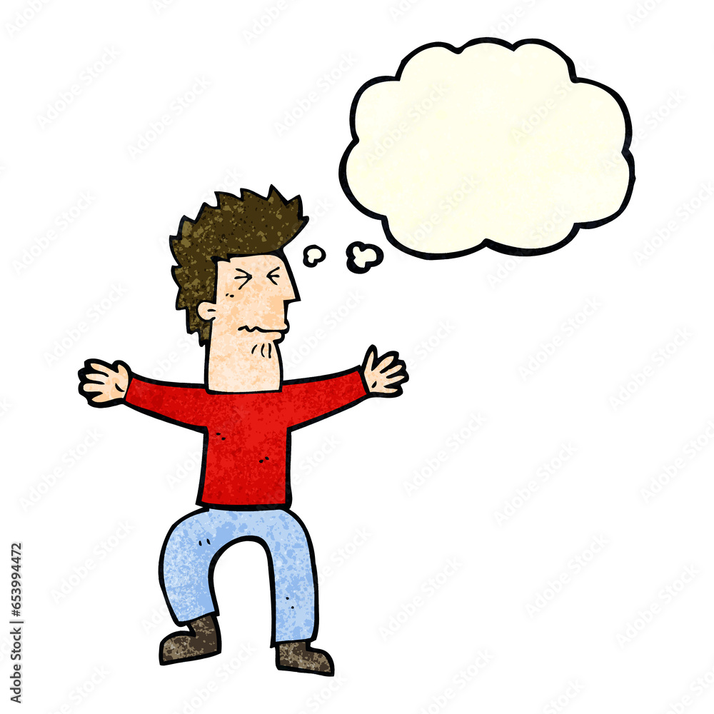 cartoon stressed out man with thought bubble cartoon stressed out man with thought bubble
