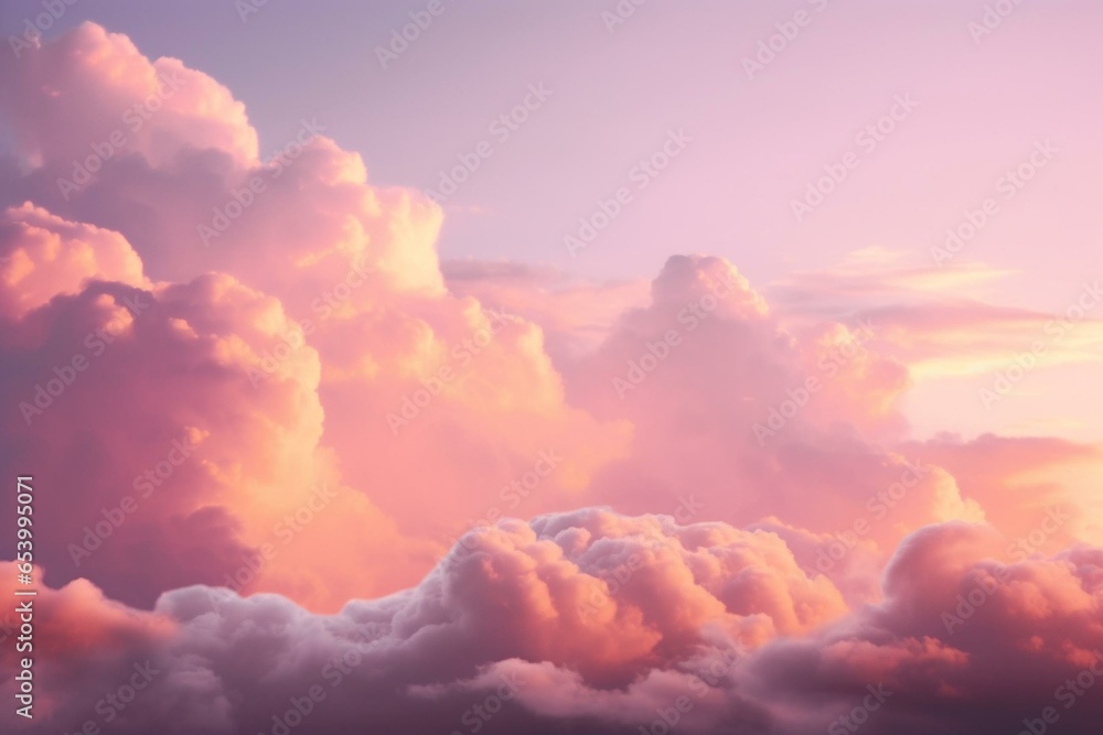 Soft-focus pink clouds and sky create a dreamy nature postcard background. Generative AI