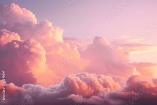 Soft-focus pink clouds and sky create a dreamy nature postcard background. Generative AI