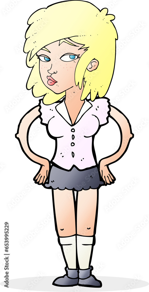 cartoon pretty woman with hands on hips cartoon pretty woman with hands on hips