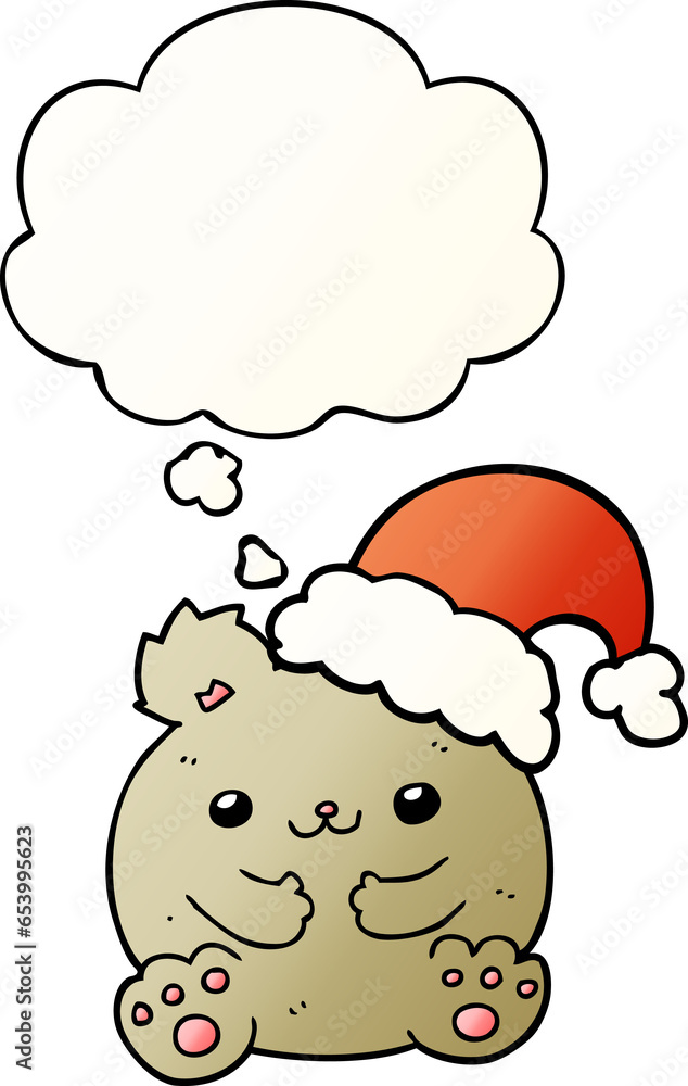 cute cartoon christmas bear with thought bubble in smooth gradient style cute cartoon christmas bear with thought bubble in smooth gradient style