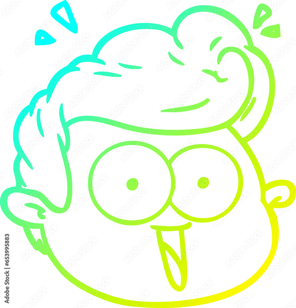 Obraz premium cold gradient line drawing of a cartoon male face surprised