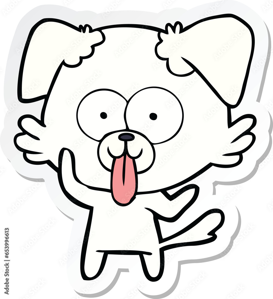sticker of a cartoon dog with tongue sticking out sticker of a cartoon dog with tongue sticking out