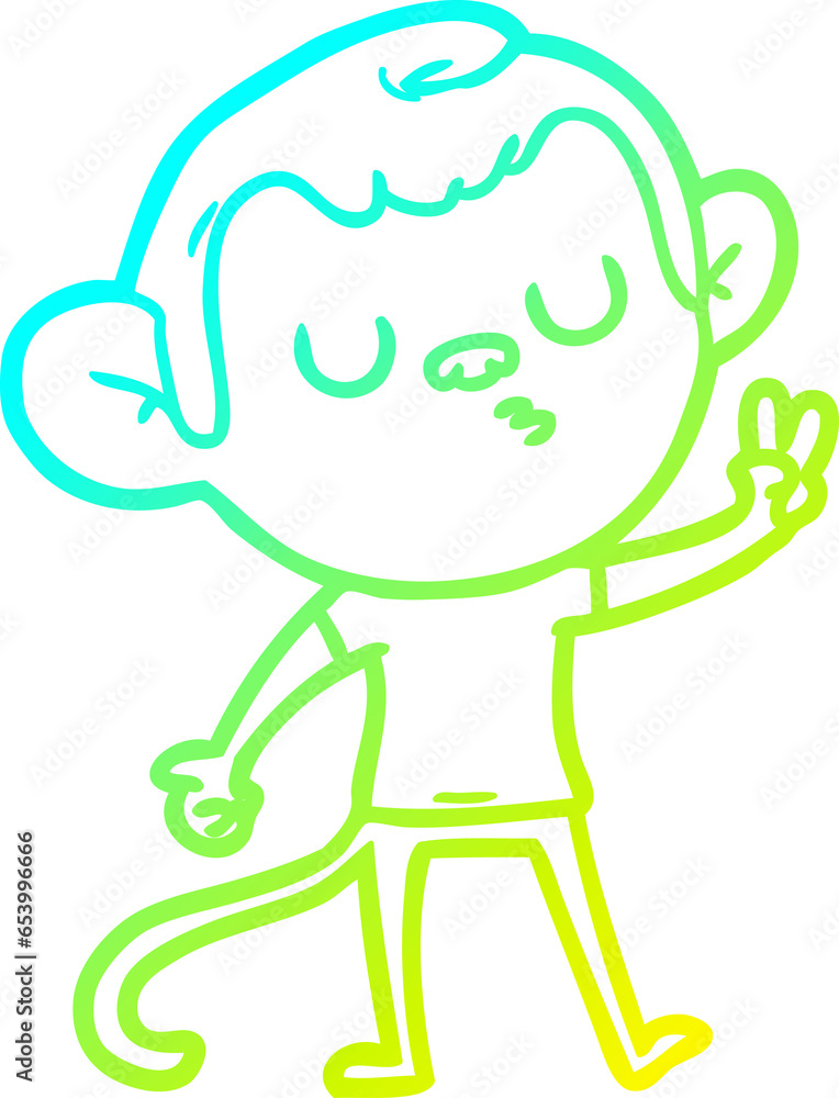 cold gradient line drawing of a cartoon monkey cold gradient line drawing of a cartoon monkey