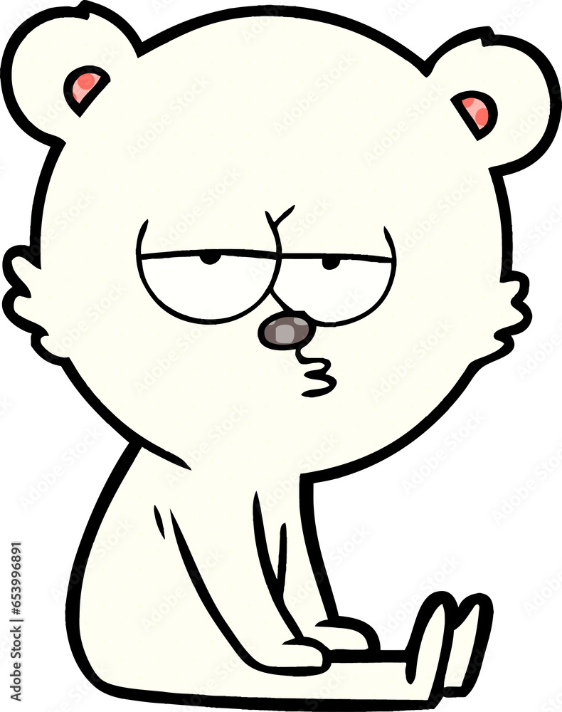 Obraz premium bored polar bear cartoon sitting