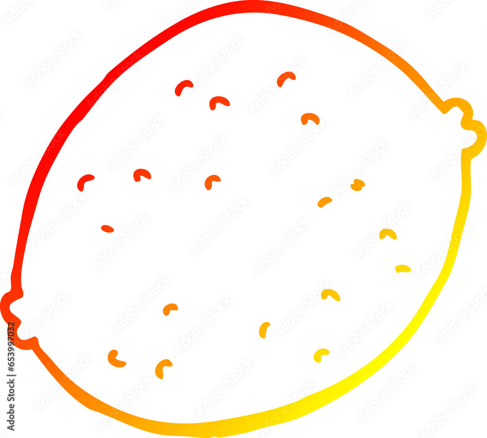 warm gradient line drawing of a cartoon lemon