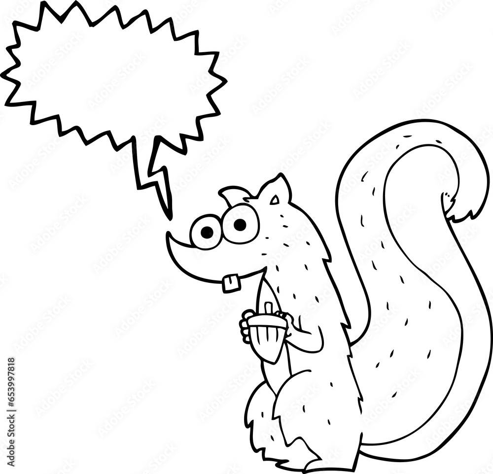 freehand drawn speech bubble cartoon squirrel with nut freehand drawn speech bubble cartoon squirrel with nut