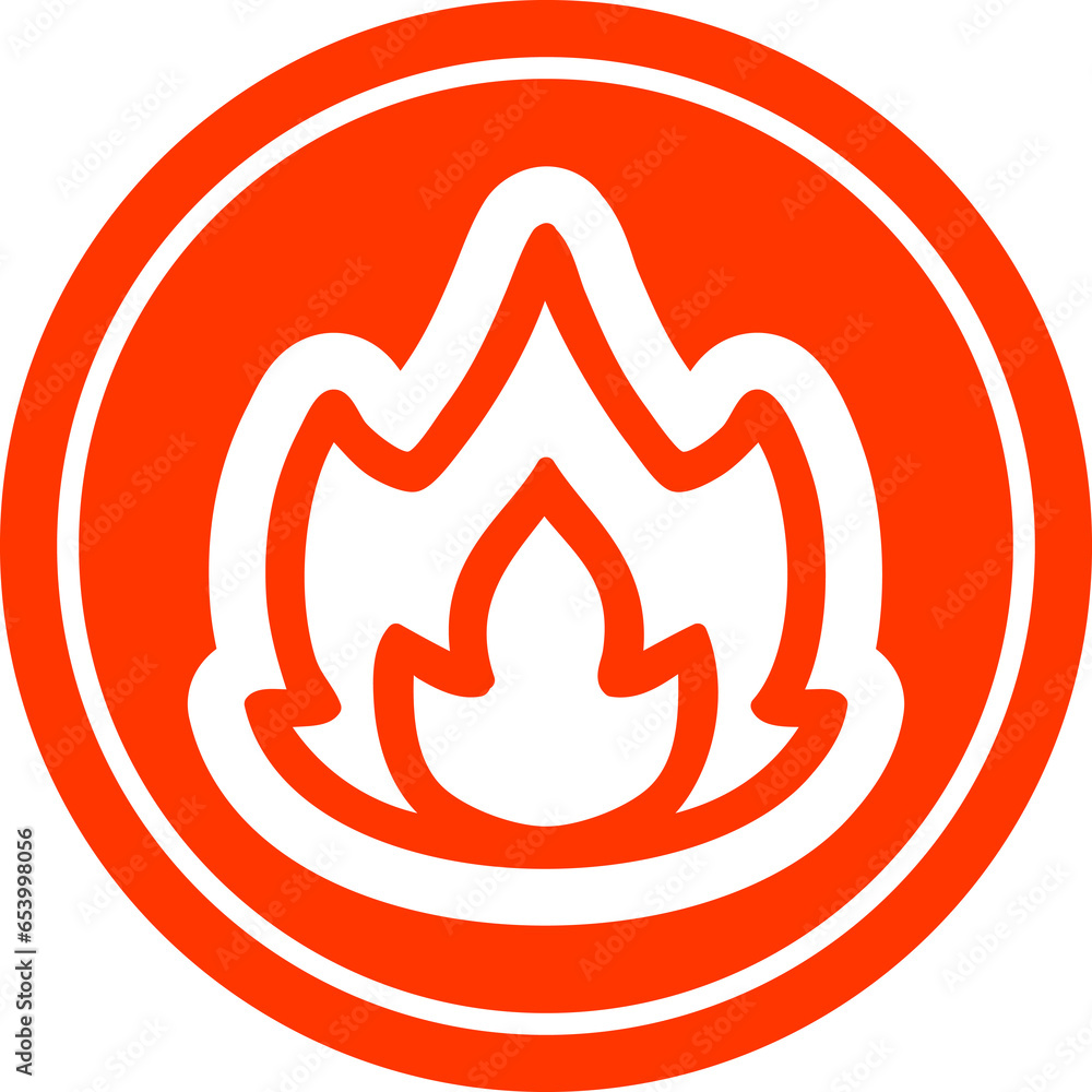 simple flame circular icon symbol