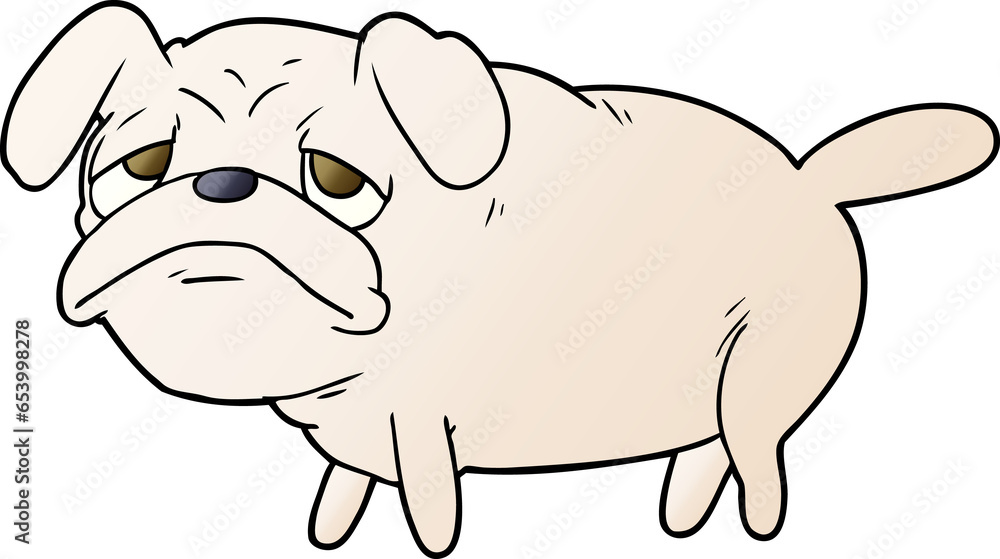 Naklejka premium cartoon unhappy pug dog