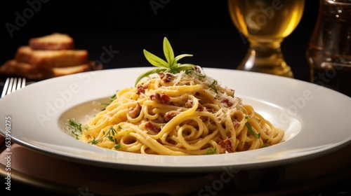The epitome of Italian comfort food, this spaghetti carbonara takes you on a journey of flavors. The traditional combination of ingredients results in a dish that is perfectly balanced and