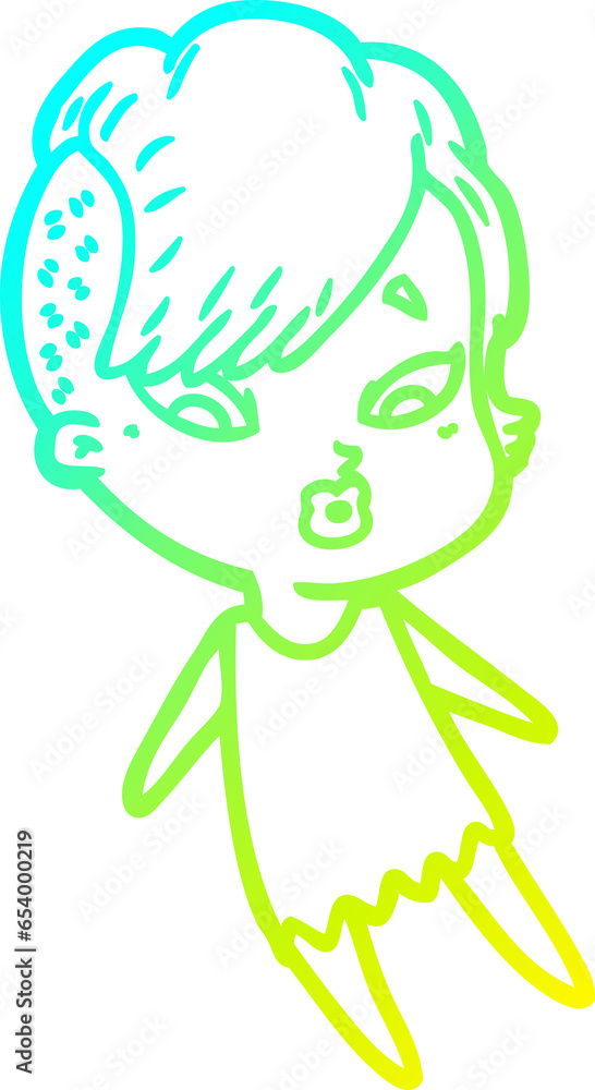 cold gradient line drawing of a cartoon surprised girl cold gradient line drawing of a cartoon surprised girl