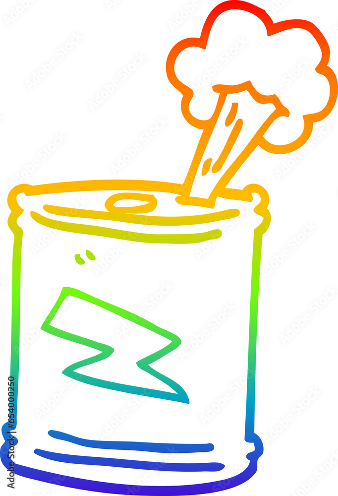 rainbow gradient line drawing of a cartoon fizzy drinks can rainbow gradient line drawing of a cartoon fizzy drinks can