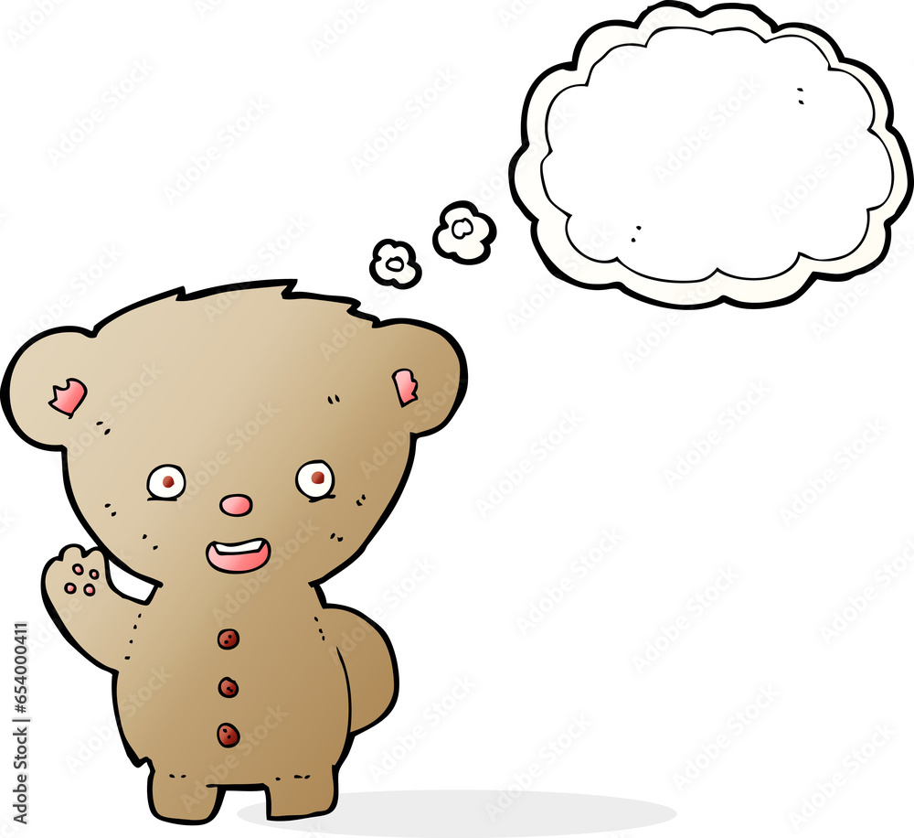cartoon teddy bear waving with thought bubble cartoon teddy bear waving with thought bubble