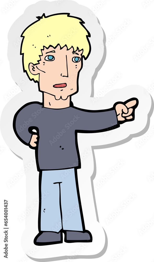 sticker of a cartoon pointing man sticker of a cartoon pointing man