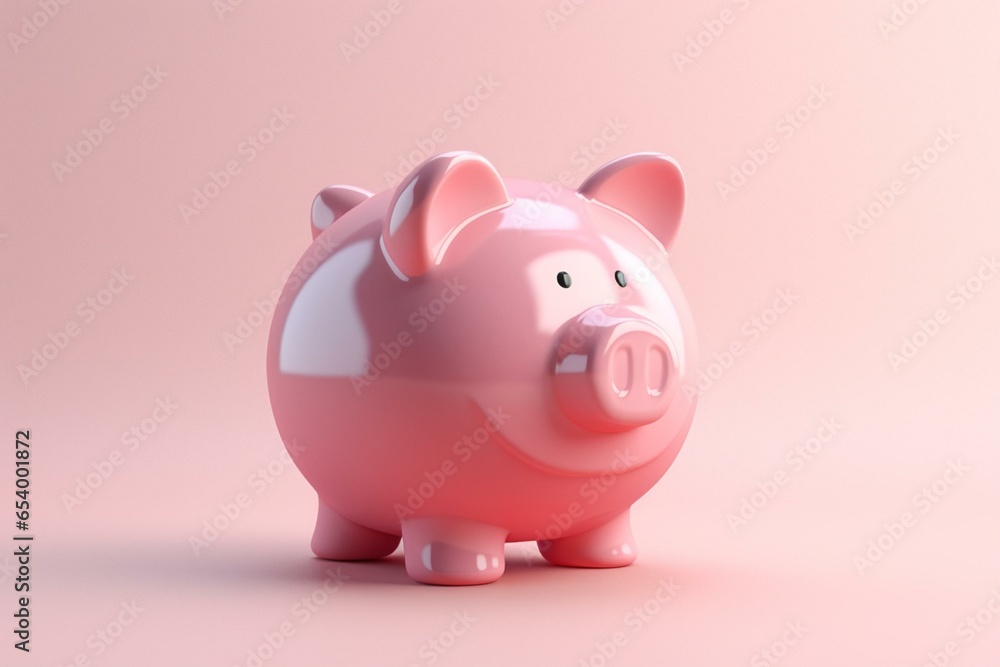 Economical concept featuring a delightful pink piggy bank prepared for household savings. Generative AI