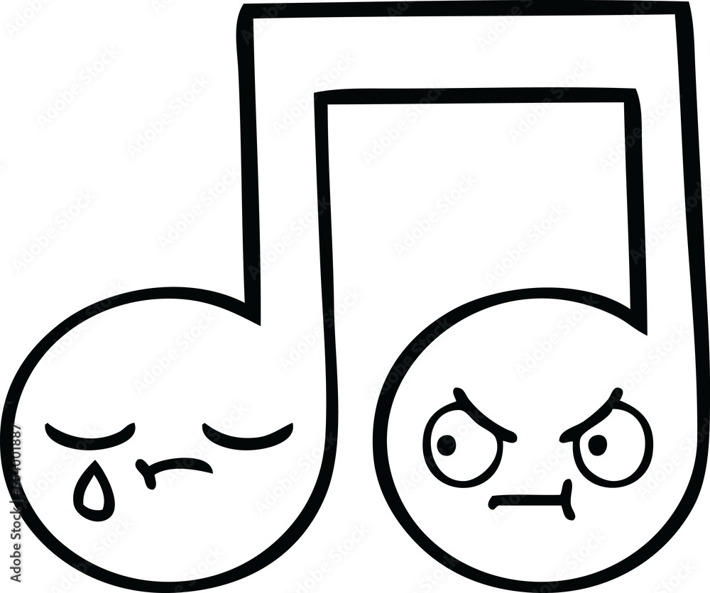 line drawing cartoon of a musical note line drawing cartoon of a musical note