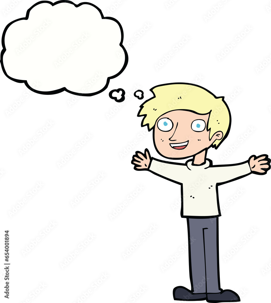 cartoon enthusiastic man with thought bubble cartoon enthusiastic man with thought bubble