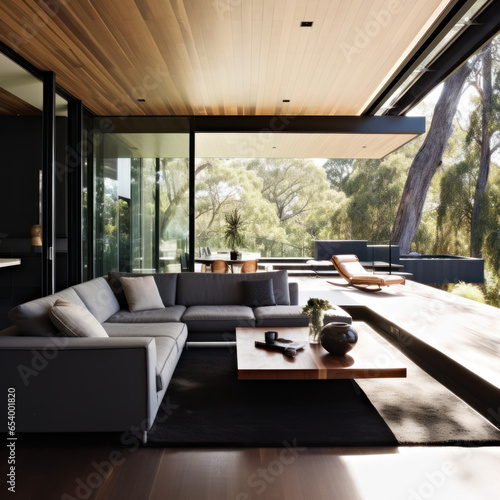 Cantilevered lounge space. 