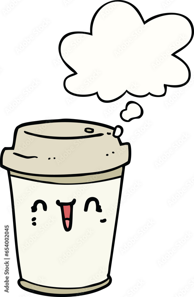cartoon take out coffee with thought bubble cartoon take out coffee with thought bubble