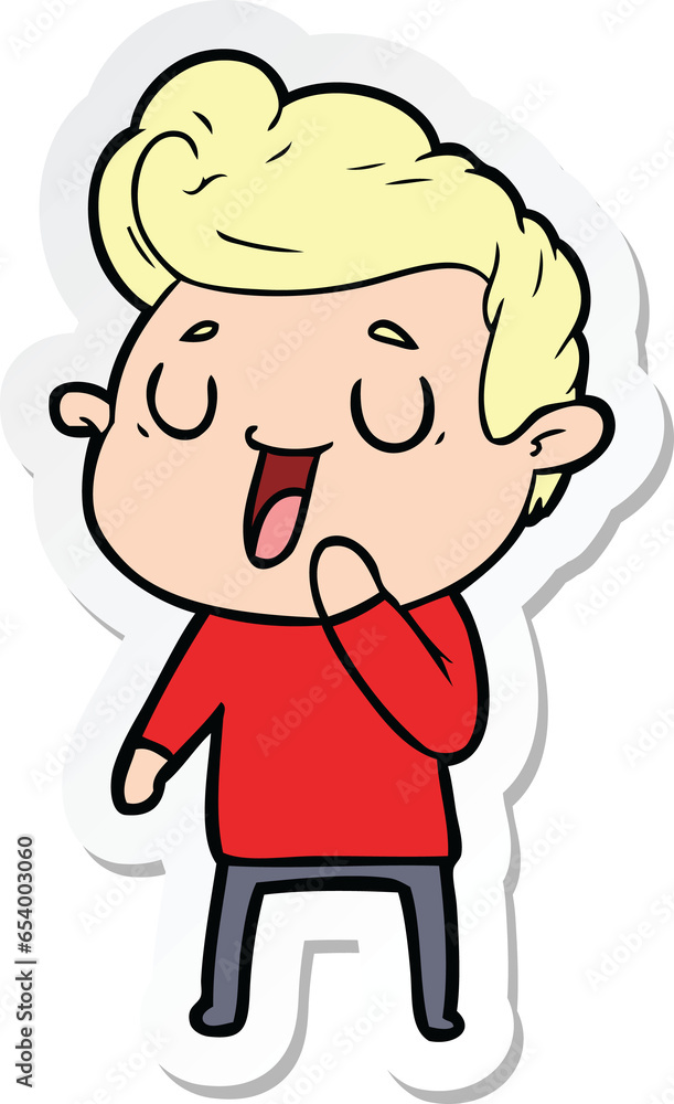 sticker of a happy cartoon man sticker of a happy cartoon man