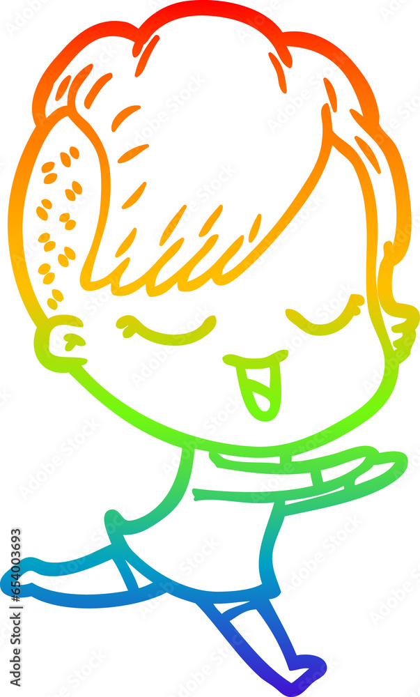 rainbow gradient line drawing of a happy cartoon girl rainbow gradient line drawing of a happy cartoon girl
