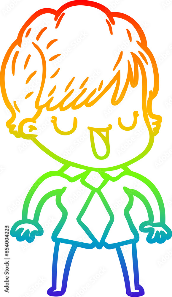 rainbow gradient line drawing of a cartoon woman talking rainbow gradient line drawing of a cartoon woman talking