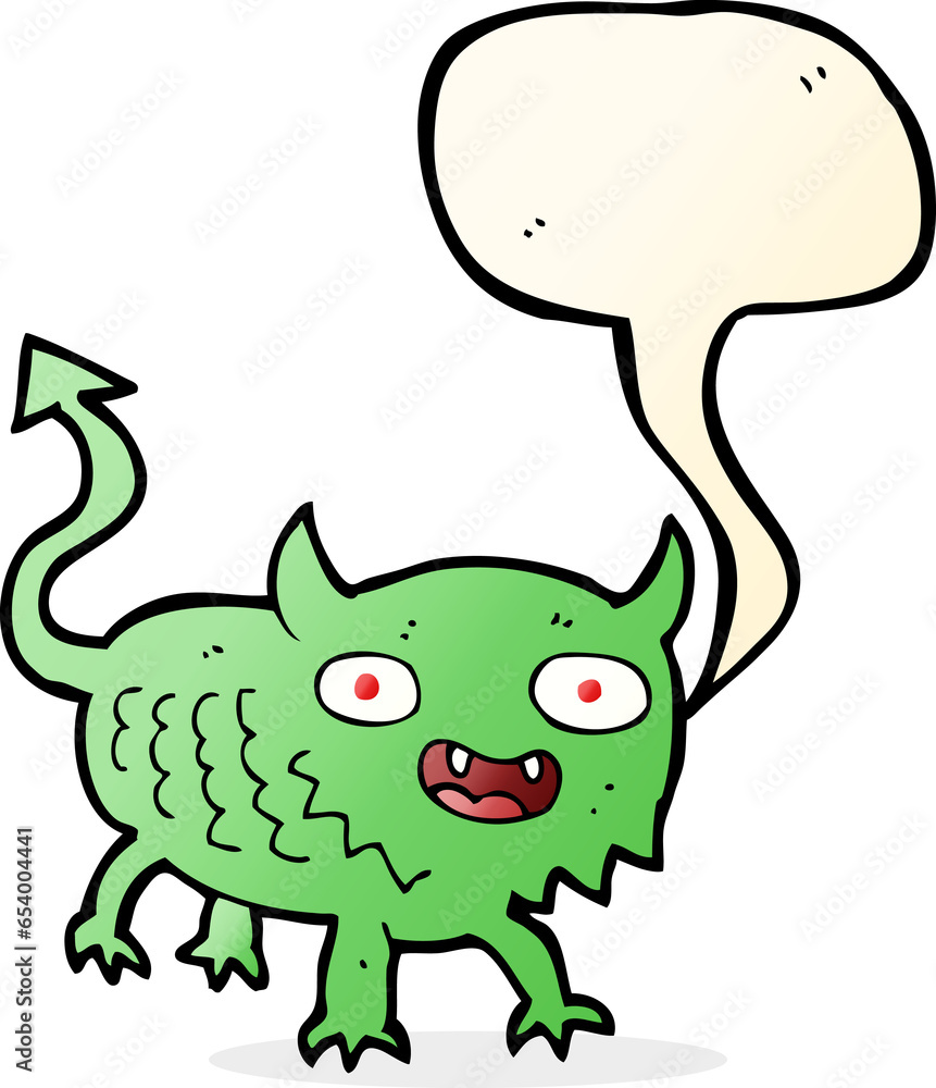 cartoon little demon with speech bubble cartoon little demon with speech bubble