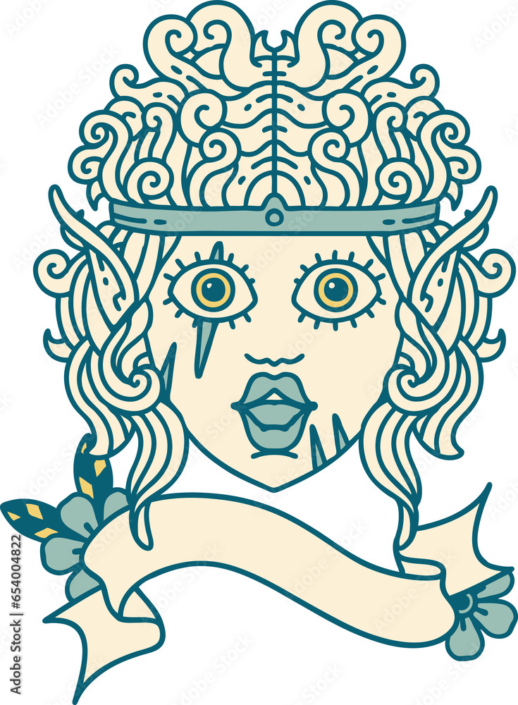 Retro Tattoo Style elf barbarian character face Retro Tattoo Style elf barbarian character face
