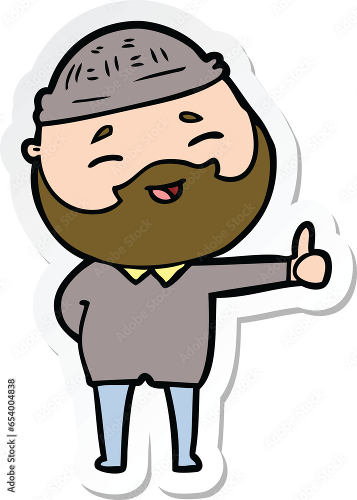 sticker of a cartoon happy bearded man