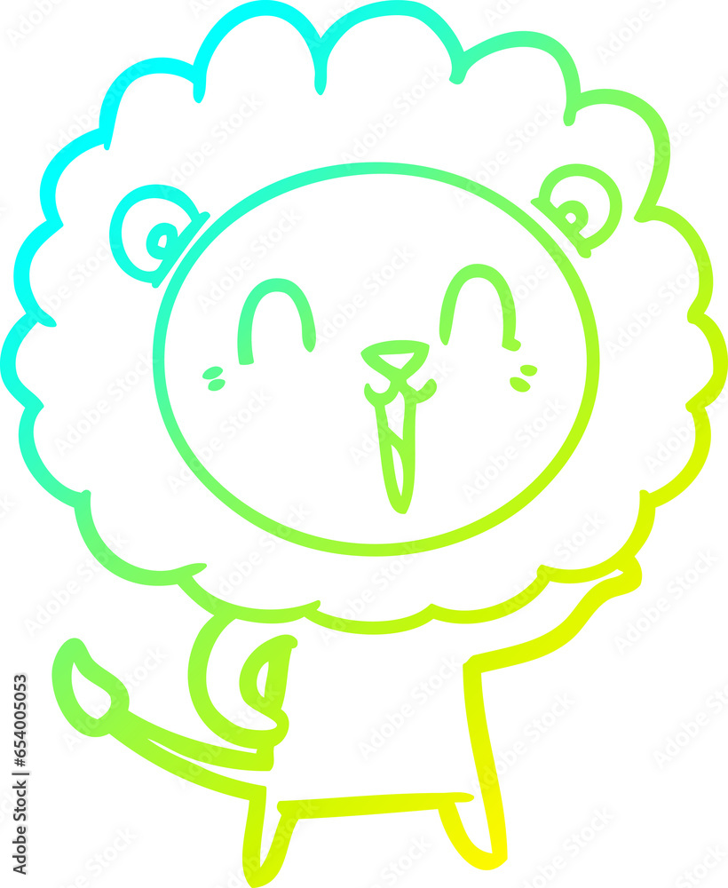 cold gradient line drawing of a laughing lion cartoon cold gradient line drawing of a laughing lion cartoon