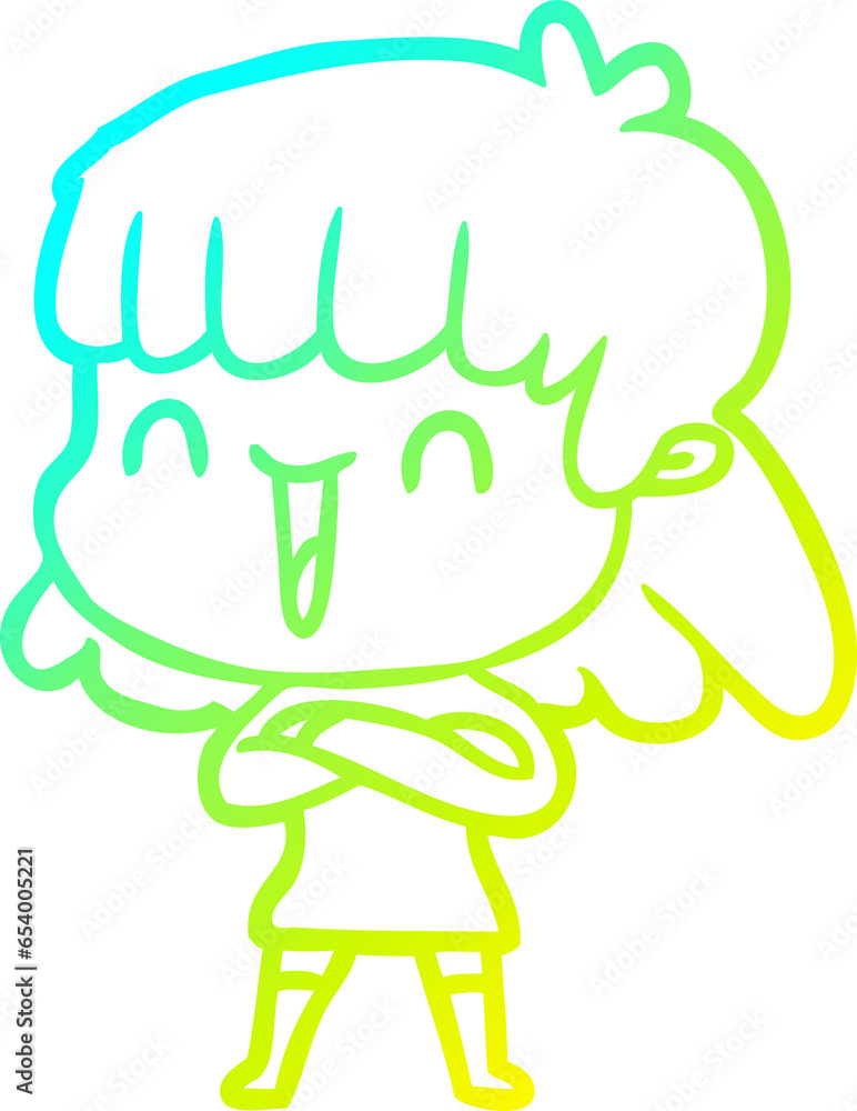 cold gradient line drawing of a cartoon woman laughing cold gradient line drawing of a cartoon woman laughing