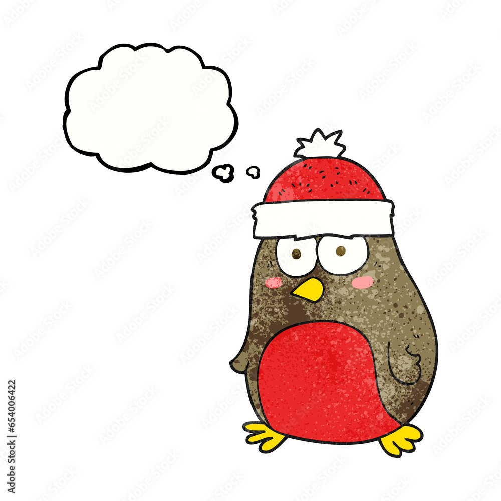 freehand drawn thought bubble textured cartoon christmas robin freehand drawn thought bubble textured cartoon christmas robin