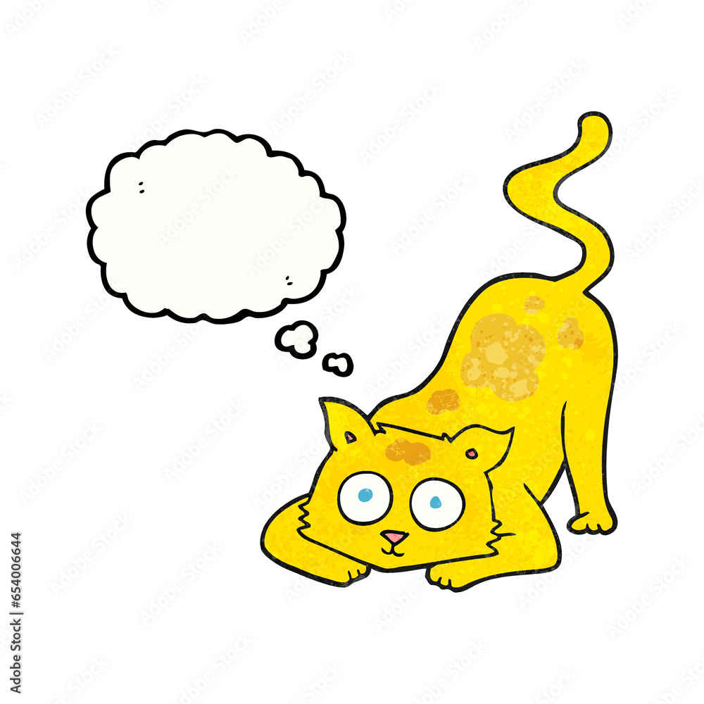 freehand drawn thought bubble textured cartoon cat freehand drawn thought bubble textured cartoon cat