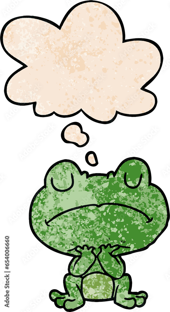 cartoon frog with thought bubble in grunge texture style cartoon frog with thought bubble in grunge texture style
