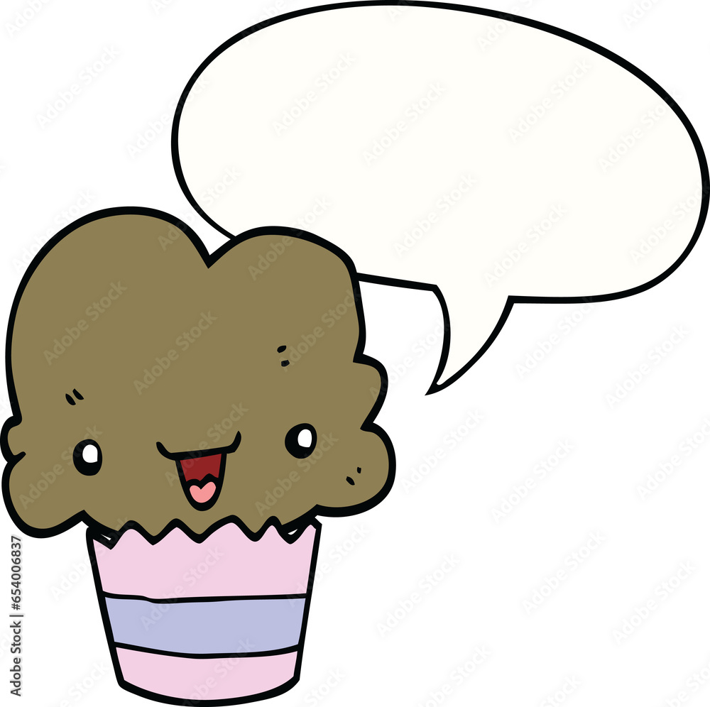 cartoon cupcake with face with speech bubble cartoon cupcake with face with speech bubble