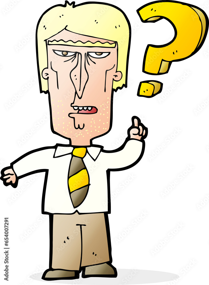 cartoon angry man asking question