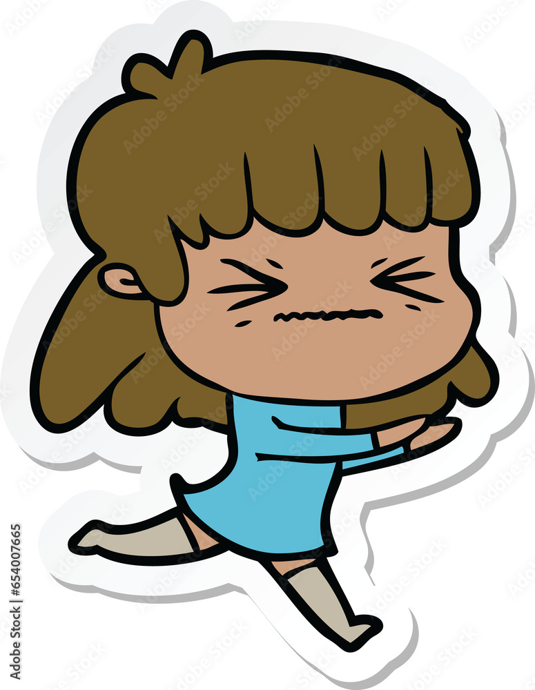 sticker of a cartoon woman sticker of a cartoon woman
