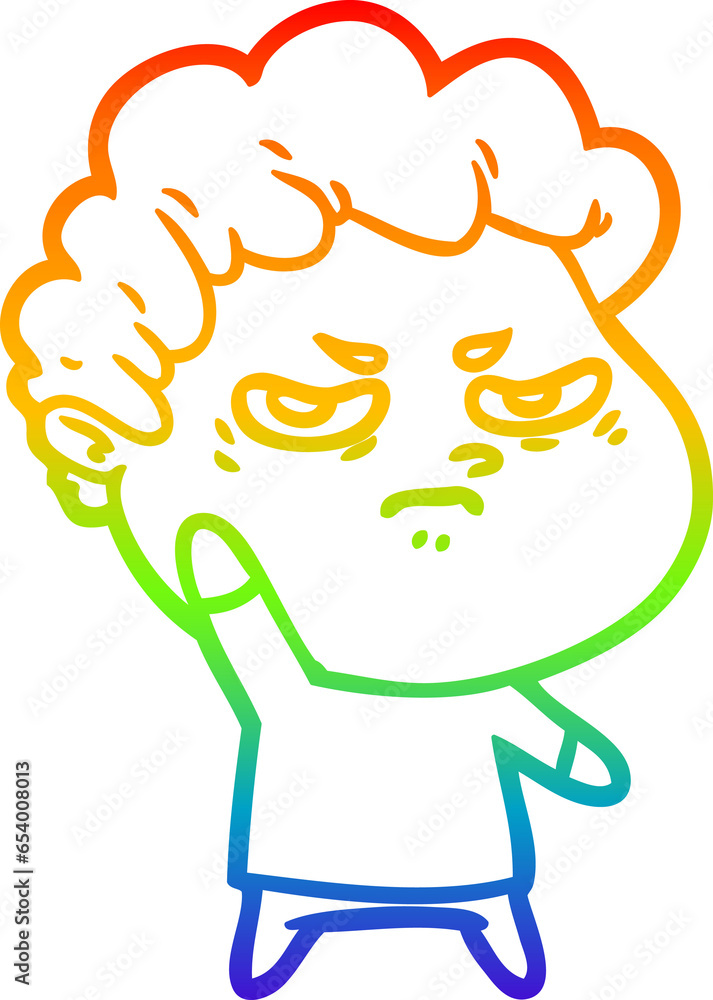 rainbow gradient line drawing of a cartoon angry man rainbow gradient line drawing of a cartoon angry man