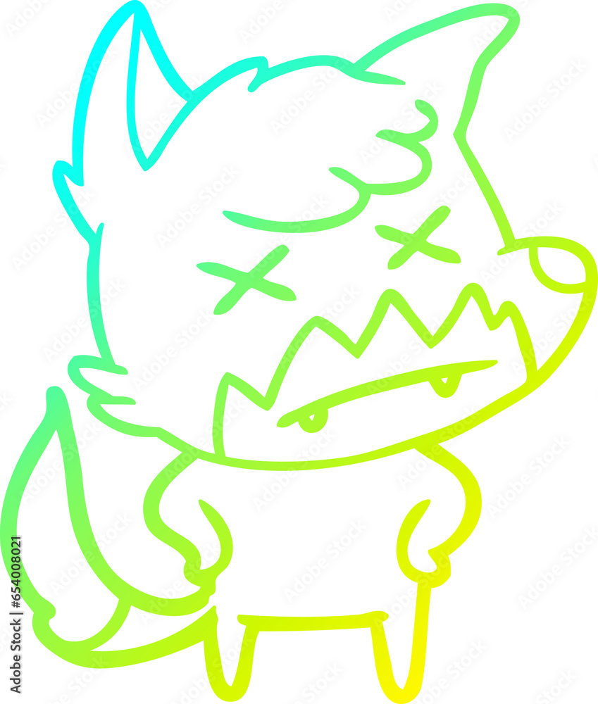 cold gradient line drawing of a cartoon dead fox cold gradient line drawing of a cartoon dead fox
