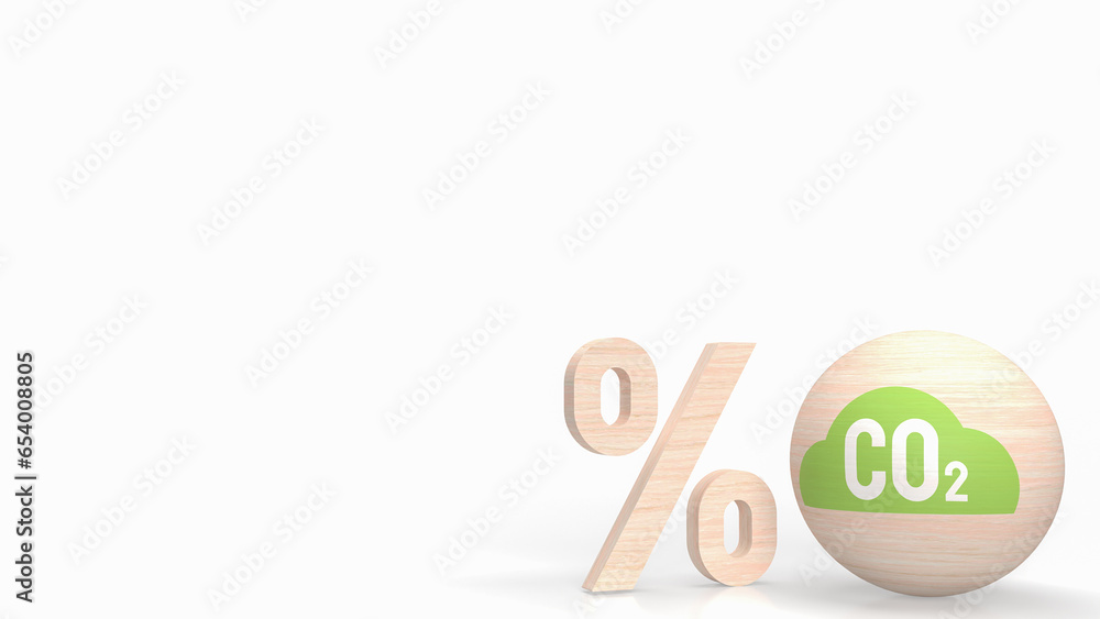 The Co2 icon on wood ball for ecological concept 3d rendering The Co2 icon on wood ball for ecological concept 3d rendering