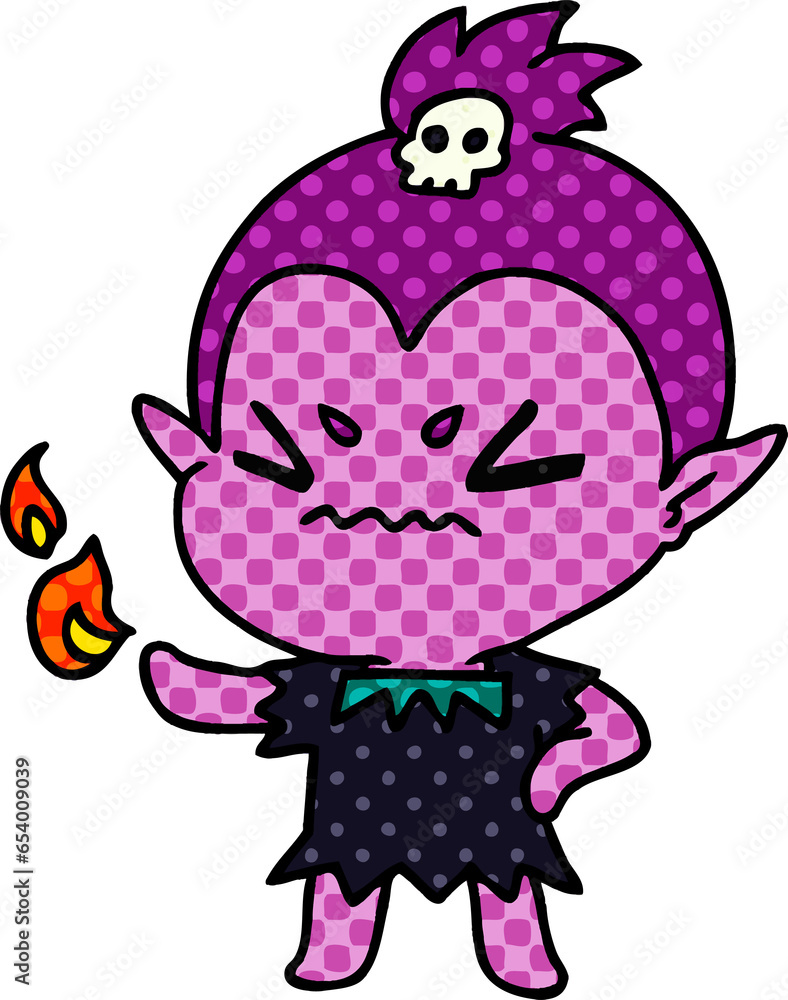 Fototapeta premium freehand drawn cartoon of cute kawaii vampire girl